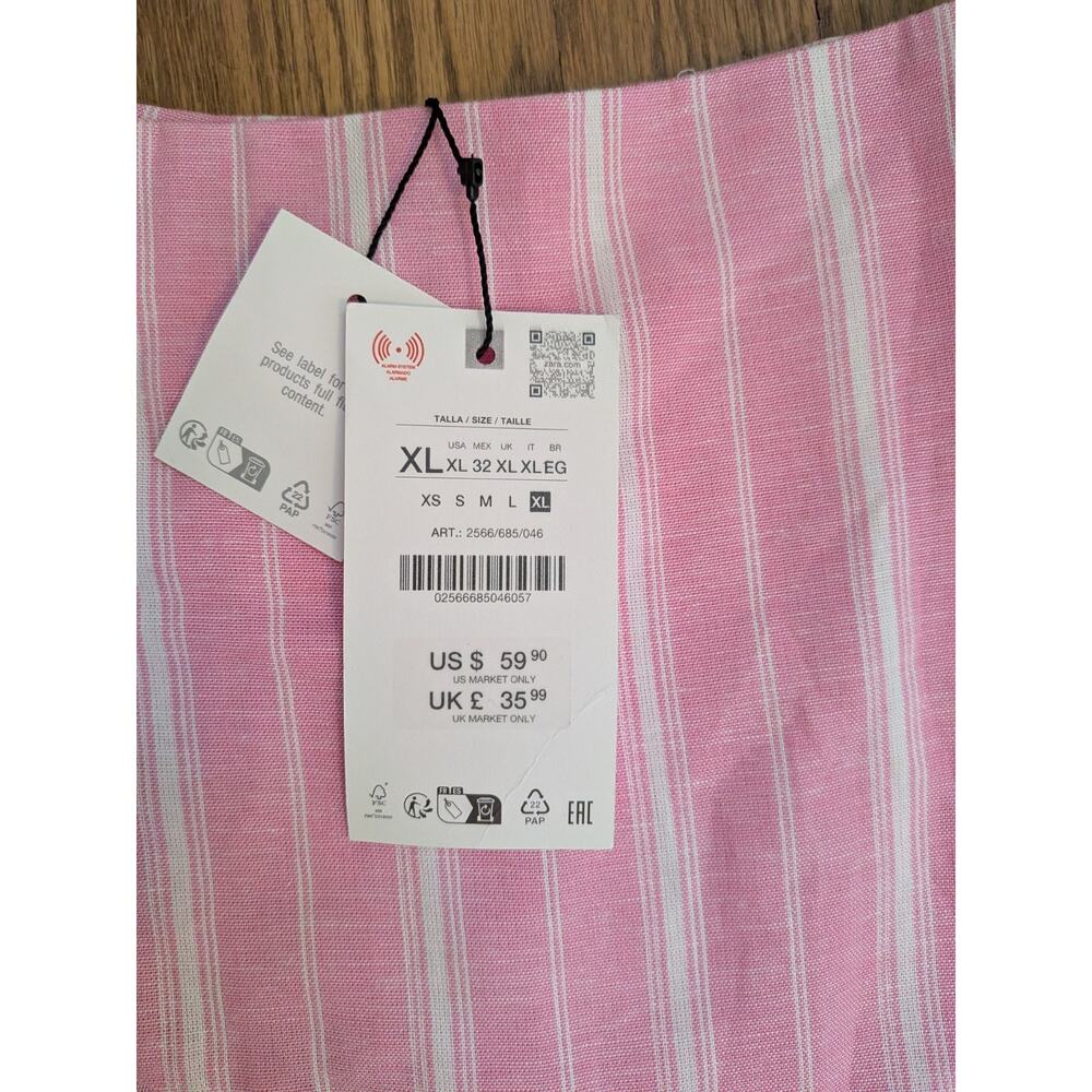 ZARA NWT Women's XL Skirt Maxi Asymmetrical Linen Pink - Picture 7 of 8